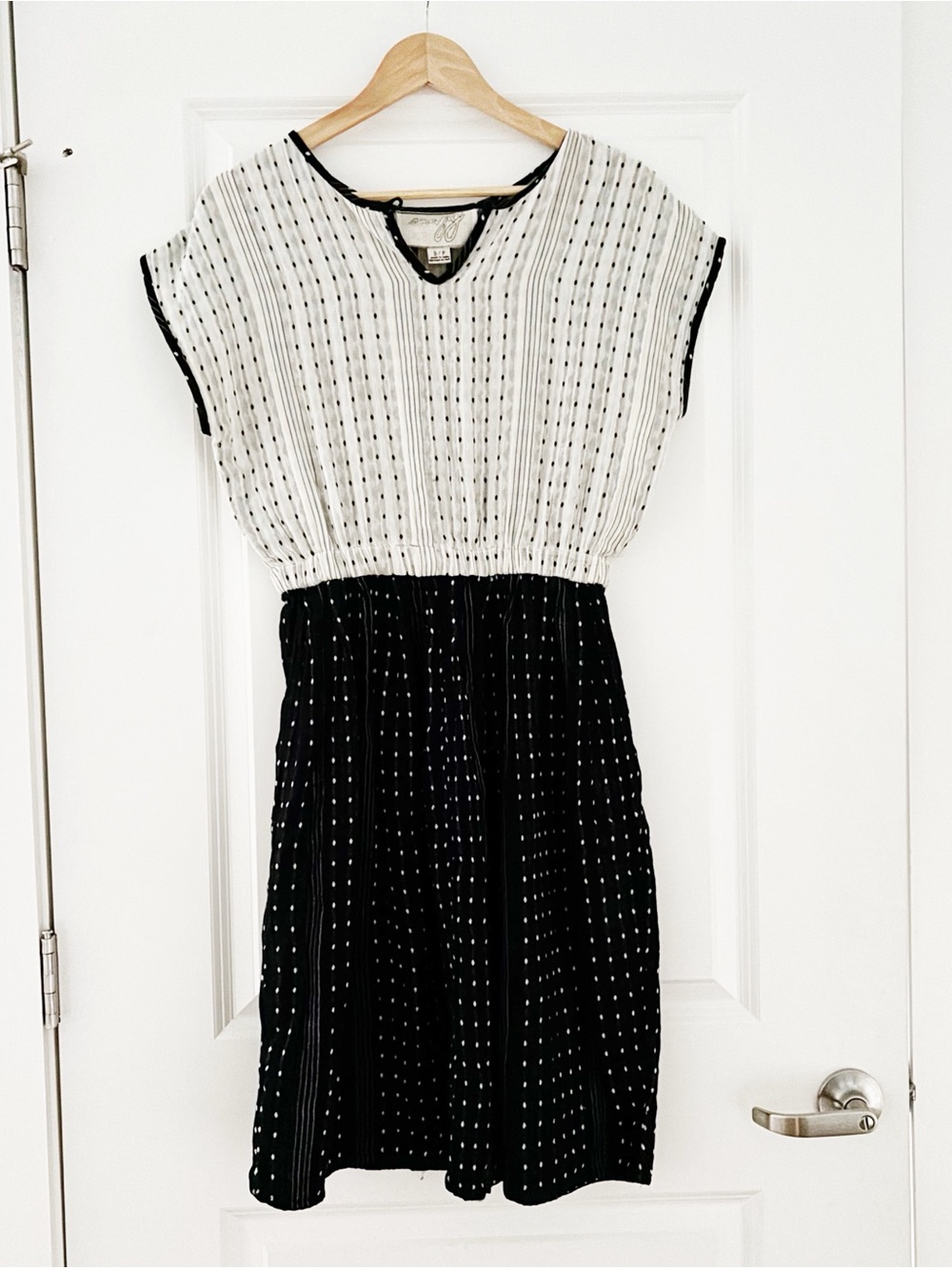 Ace & Jig Polka Dot Stripe Metallic Mixed Print Cotton Dress Small